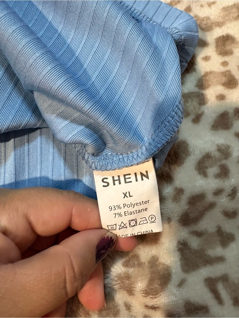 SHEIN Light Blue Ribbed Tank Top - Picture 2 of 2